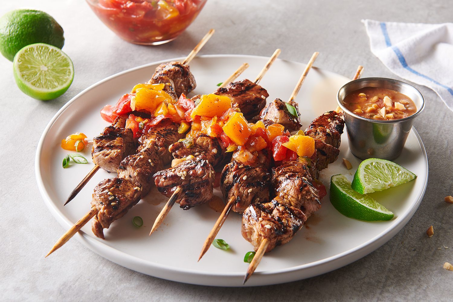 ThaiInspired Beef Kabobs with Peach Salsa Del Monte Food Service