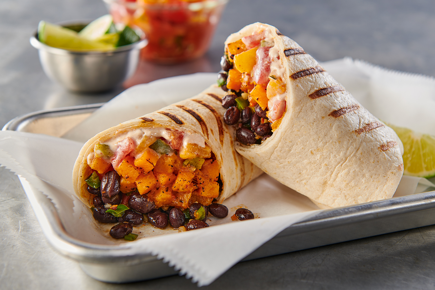 Vegetarian Butternut Squash Burrito with Smoky Peach Salsa Del Monte